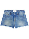 Fringe Denim Shorts Blue - AMI - BALAAN.