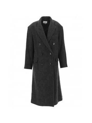 Women's Check Pattern Double Coat Dark Grey - ISABEL MARANT - BALAAN 1