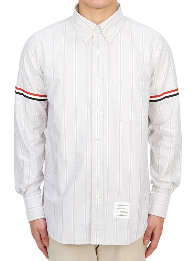 Oxford Armband Stripe Long Sleeve Shirt Grey - THOM BROWNE - BALAAN 4