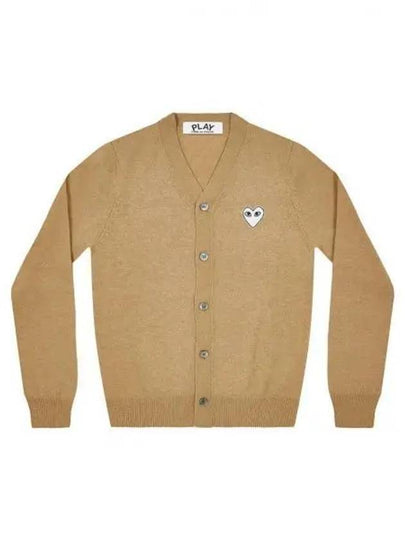 White Heart Wappen Wool Cardigan Beige - COMME DES GARCONS - BALAAN 2