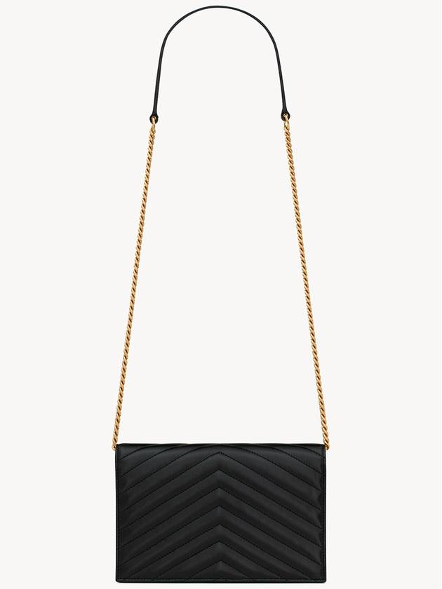 Cassandre Envelope Chain Leather Long Wallet Black - SAINT LAURENT - BALAAN 3