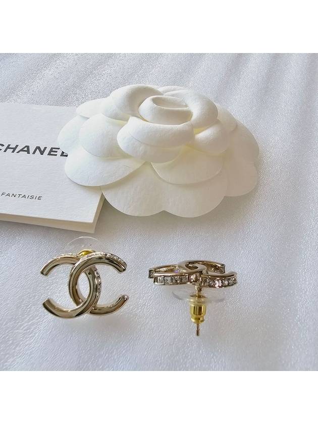 CC logo crystal earrings champagne gold ABB798 - CHANEL - BALAAN 3