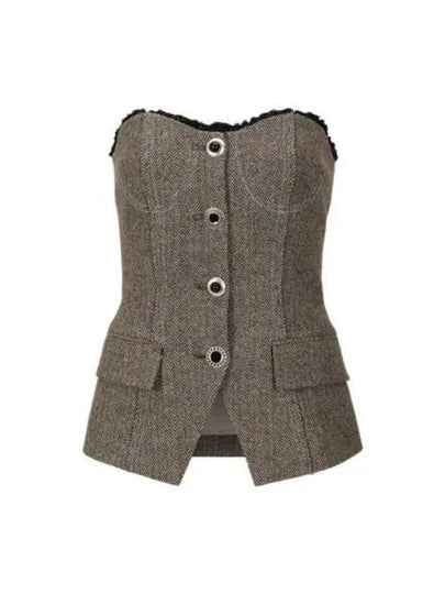 Aika Herringbone Bustier Sleeveless Grey - ANDERSSON BELL - BALAAN 2