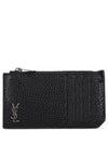 Tiny Cassandre Fragment Zipper Card Wallet Black - SAINT LAURENT - BALAAN 2