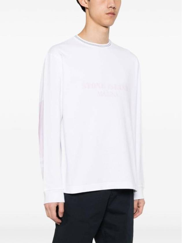 Logo Print Cotton Sweatshirt White - STONE ISLAND - BALAAN 3