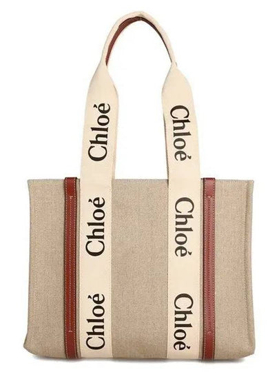 Woody Canvas Medium Tote Bag Brown - CHLOE - BALAAN 2