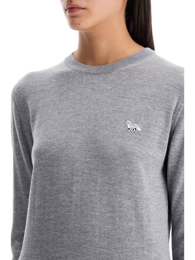 Women's Baby Fox Patch Regular Knit Top Medium Grey Melange - MAISON KITSUNE - BALAAN 5