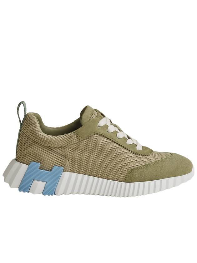 Bouncing Mesh Suede Goatskin Low Top Sneakers Vert Celadon - HERMES - BALAAN 2