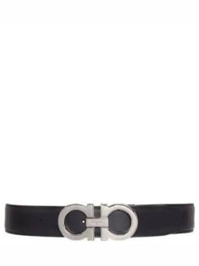 Reversible Gancini Leather Belt Black - SALVATORE FERRAGAMO - BALAAN 2