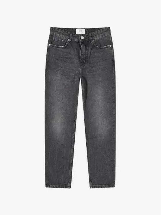 Tapered Fit Denim Cotton Straight Jeans Black - AMI - BALAAN 2