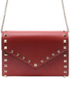 Rockstud Chain Calfskin Shoulder Bag Red - VALENTINO - BALAAN.