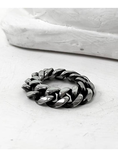 SS Luster Black Line Curb Chain Ring Black Silver - BLESSED BULLET - BALAAN 2