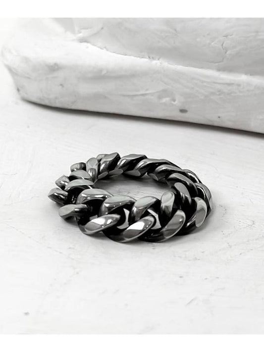 Luster Black Line Curb Chain Ring Black Silver - BLESSED BULLET - BALAAN 2