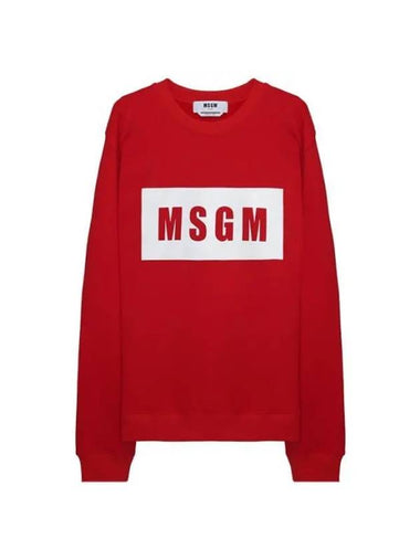 Box Logo Print Cotton Sweatshirt Red - MSGM - BALAAN 1