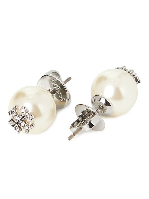 Kira Pearl Stud Earrings Silver White - TORY BURCH - BALAAN 4