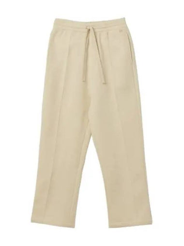 Logo embroidered drawstring pants beige - AMI - BALAAN 1