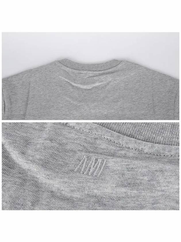 Chain Stitch Heart Logo Long Sleeve T-Shirt Grey - AMI - BALAAN 8