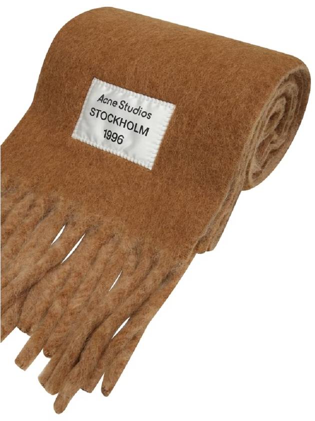 Logo Patch Fringe Muffler Brown - ACNE STUDIOS - BALAAN 7