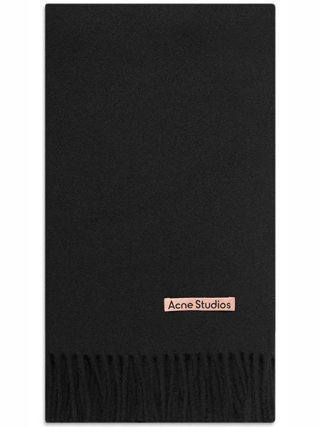 Studios Slim Wool Fringe Muffler Black - ACNE STUDIOS - BALAAN.