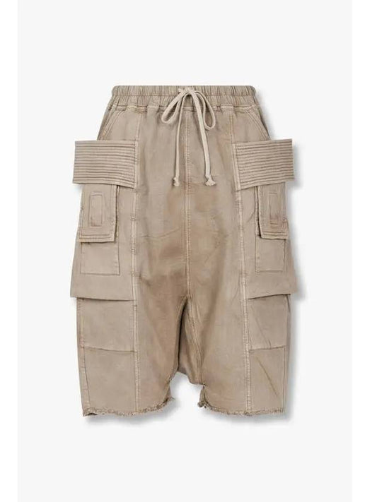 MEN DRKSHDW Baggy Fit Coated Cargo Shorts Dark Beige - RICK OWENS - BALAAN 1