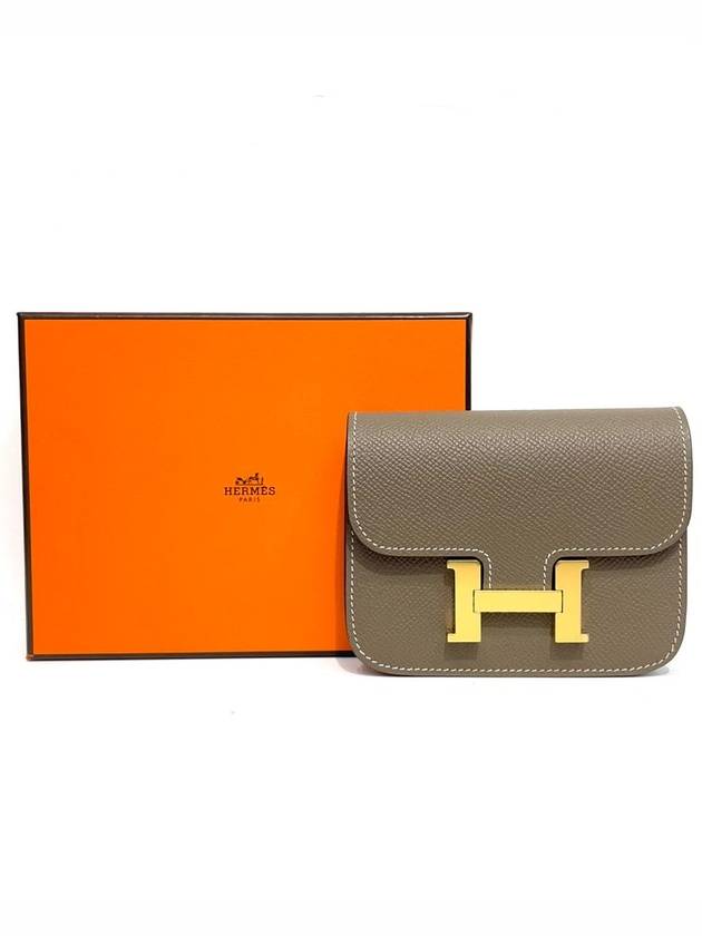 Women's Constance Slim Card Wallet Brown - HERMES - BALAAN 7