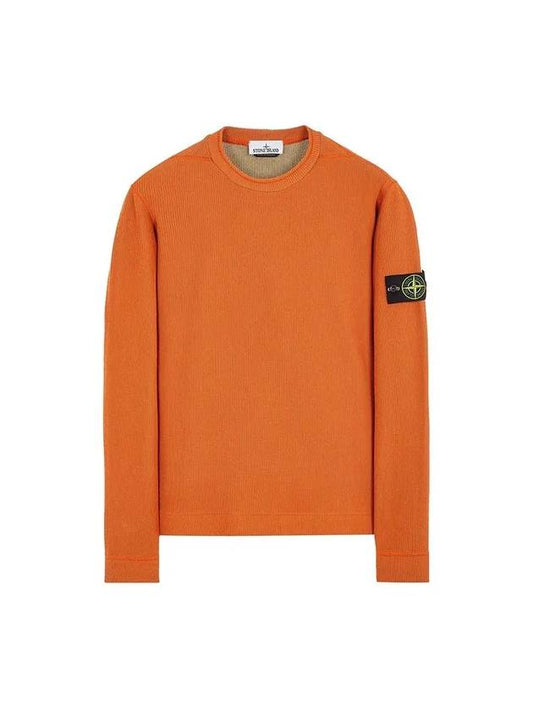 Men's Wappen Patch Crewneck Knit Sweatshirt Sienna Brown - STONE ISLAND - BALAAN 1