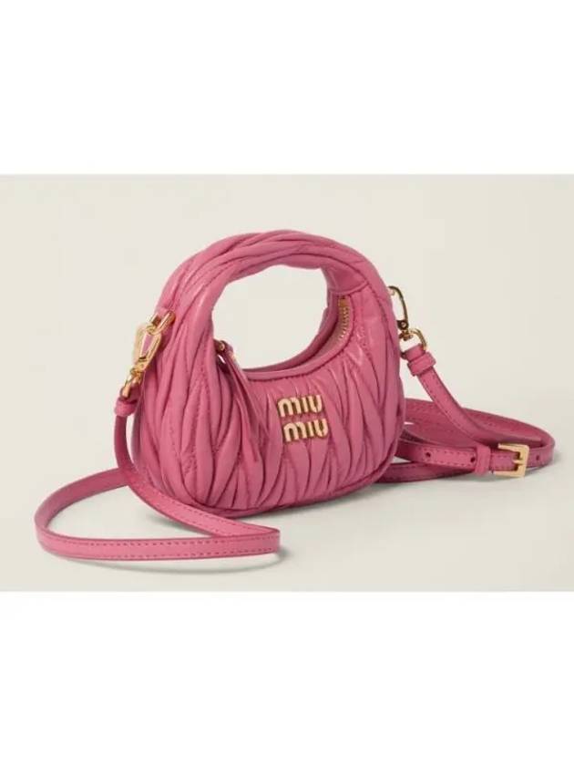 Wander Matelasse Micro Nappa Leather Hobo Mini Bag Begonia Pink - MIU MIU - BALAAN 2