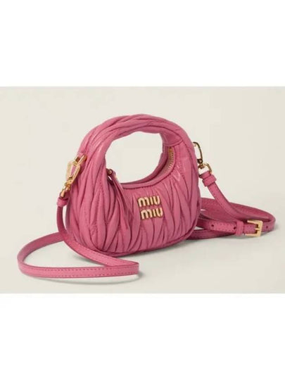 Wander Matelasse Micro Nappa Leather Hobo Mini Bag Begonia Pink - MIU MIU - BALAAN 2