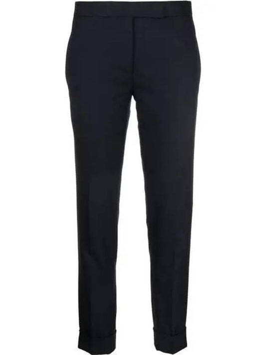 Women's Low Rise Twill Wool Skinny Pants Navy - THOM BROWNE - BALAAN 2
