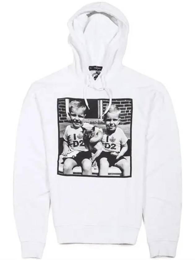 Dsquared Men's Vintage Printed Hooded Sweatshirt White 71GU0032 100 - DSQUARED2 - BALAAN 3