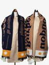 Logo Jacquard Wool Silk Scarf Brown Navy Blue - BURBERRY - BALAAN.