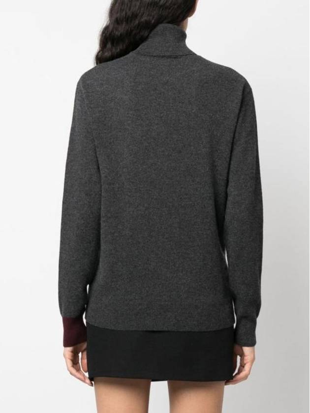 Logo Knit Wool Turtleneck Grey - PATOU - BALAAN 4