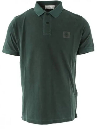 Men's Logo Patch Short Sleeve Polo Shirt Bottle Green - STONE ISLAND - BALAAN 2