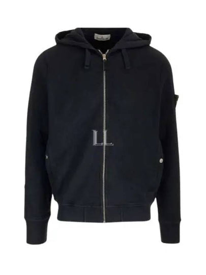 Men's Garment Dyed Malfile Zip Up Hoodie Navy - STONE ISLAND - BALAAN 2