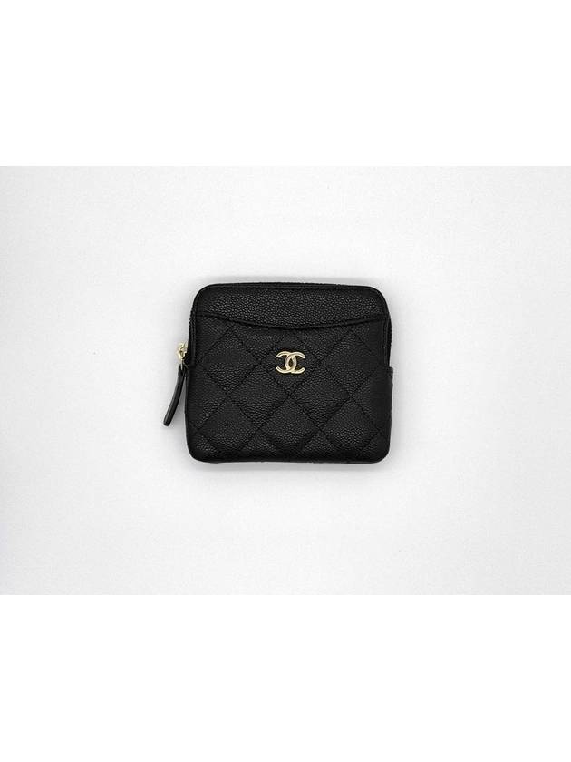 Gold Zipper Classic Grained Calfskin Card Holder Black - CHANEL - BALAAN 2