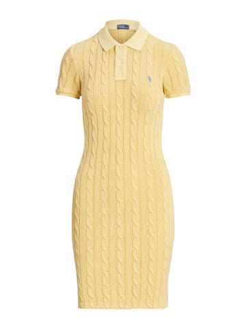 Cable Polo Knit Midi Dress Yellow - POLO RALPH LAUREN - BALAAN 1