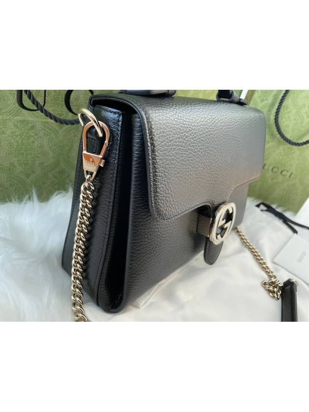 GG Interlocking Chain Small Top Handle Shoulder Bag Black - GUCCI - BALAAN 6