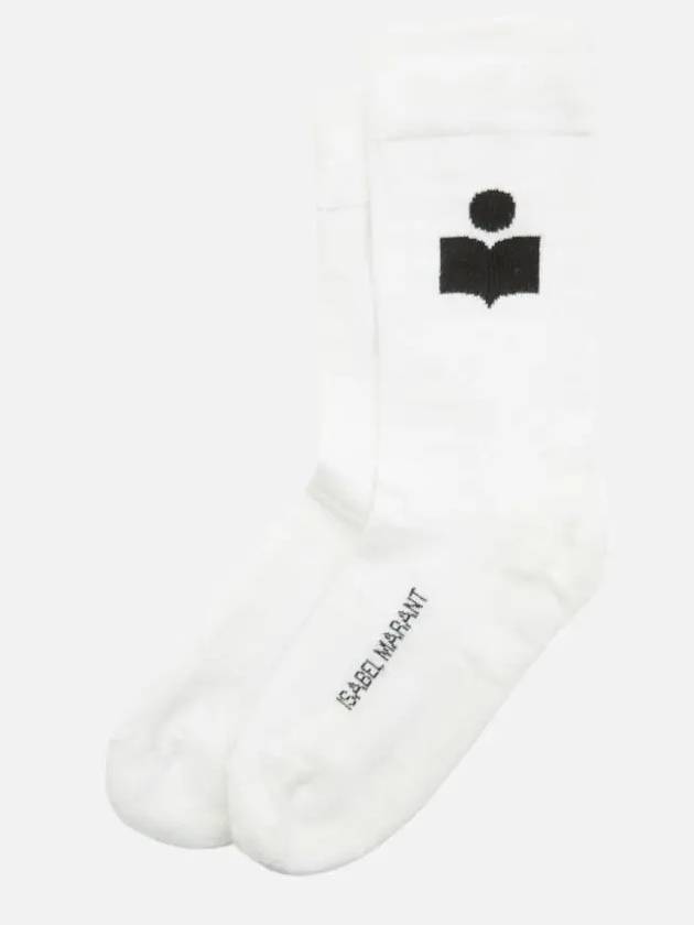 Embroidered Logo Socks White - ISABEL MARANT - BALAAN 4