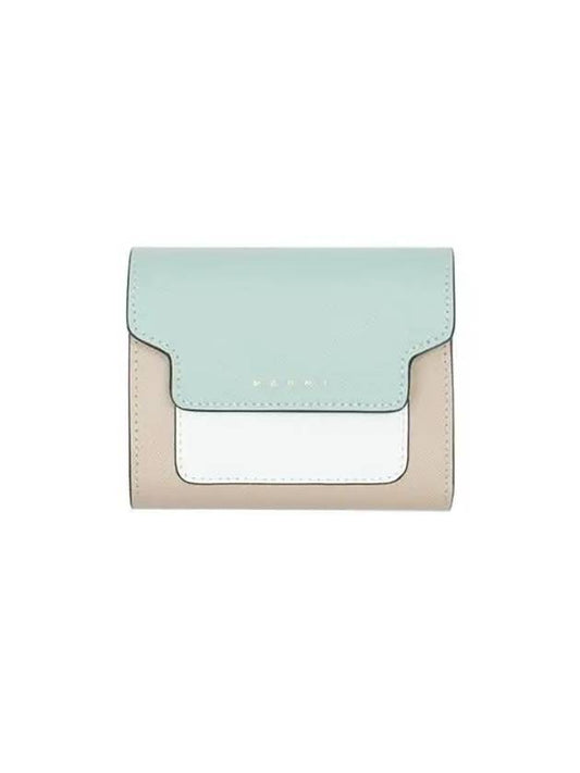 Saffiano Tri-Fold Half Wallet Blue - MARNI - BALAAN 2