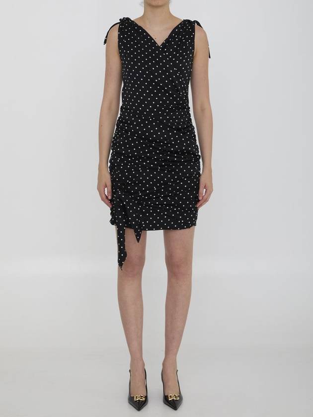 Polka dot draped mini dress F6I2DTFSA63 - DOLCE&GABBANA - BALAAN 2