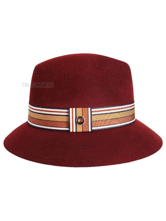 Women's FAI7947 Q04G Suitcase Striped Bucket Hat Burgundy - LORO PIANA - BALAAN 1