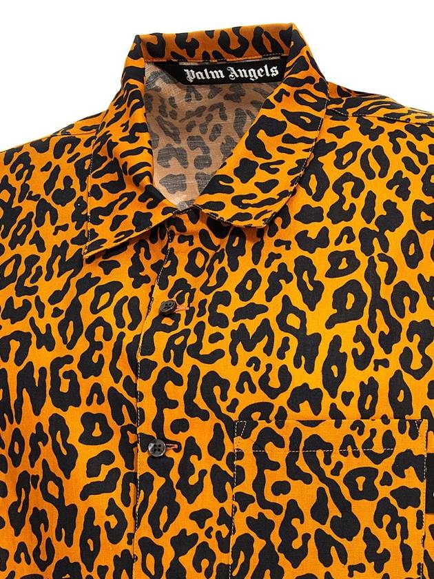 Camp Collar CHEETAHPRINT Linen Cotton Blend Shirt PMGG005S24FAB0022010 B0081042412 - PALM ANGELS - BALAAN 5