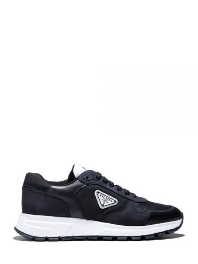 Nubuck Nylon Low Top Sneakers Black - PRADA - BALAAN 2