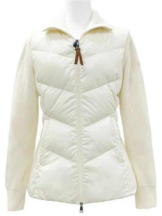 Women's Padded Wool Zip-Up Cardigan Ivory - MONCLER - BALAAN 2