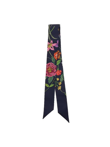 Women's Flora Print Silk Scarf Black - GUCCI - BALAAN 1