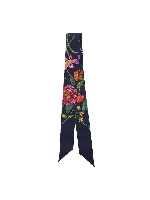 Women's Flora Print Silk Scarf Black - GUCCI - BALAAN 2