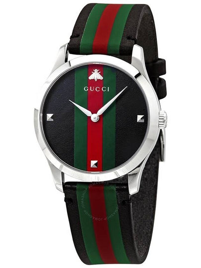 G Timeless 38MM Leather Watch Green Black - GUCCI - BALAAN 2