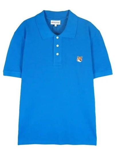 Fox Head Patch Cotton Polo Shirt Blue - MAISON KITSUNE - BALAAN 2