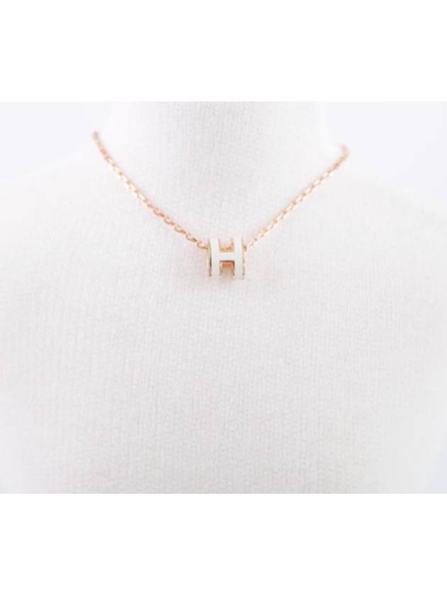 Mini Pop H Pendant Rose Gold & Blanc - HERMES - BALAAN 4