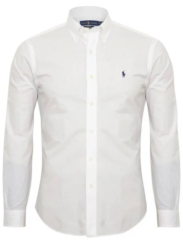 Blue Pony Poplin Slim Fit Long Sleeves Shirt White - POLO RALPH LAUREN - BALAAN 2